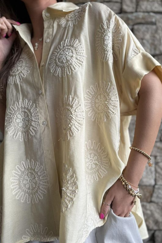 Yara Serene High Low Cap Sleeve Blouse Butter - /10=